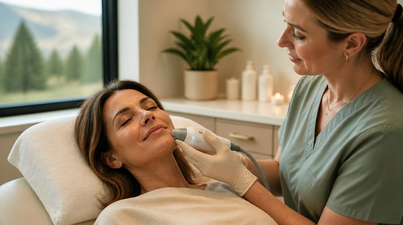 A relaxed patient receiving a non-surgical medical aesthetics treatment at Idaho Health & Hormones in Meridian, Idaho.